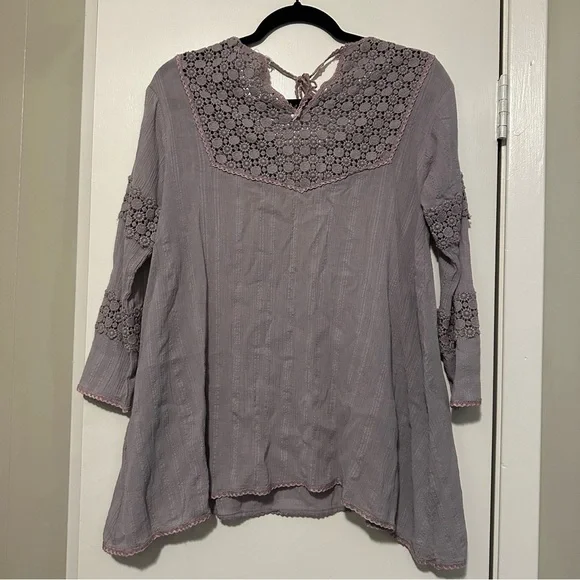 Free People FP One lavender boho blouse size S - Picture 3 of 5